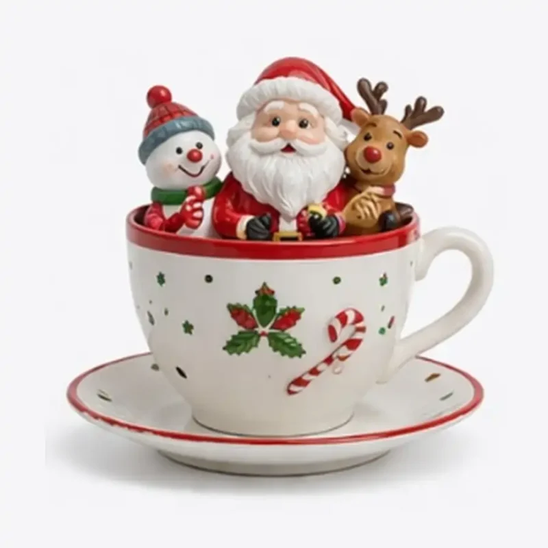 Santa and friends in teacup